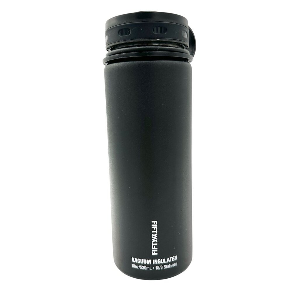 Fifty Fifty Vacuum Insulated Water Bottle 18oz Black Stainless Steel BPA-Free